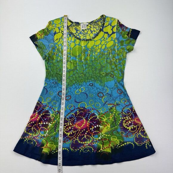 Parsley & Sage Dress Womens Medium Multicolor Bubble Print Art Boho Short Sleeve - Picture 9 of 9